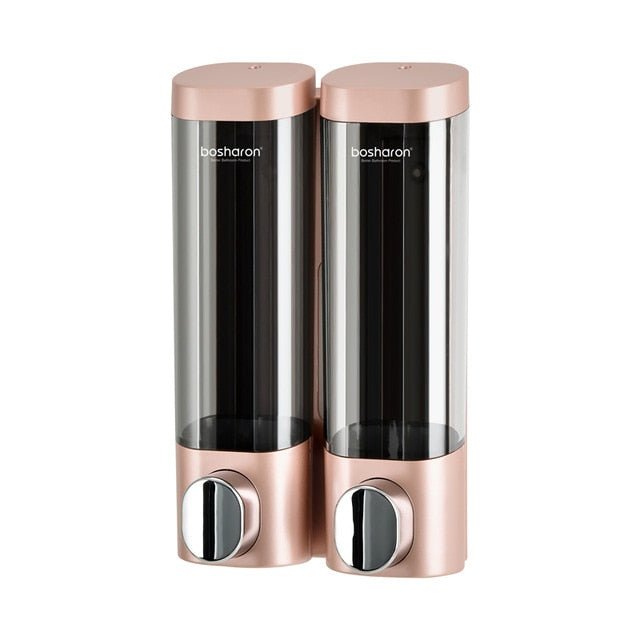 Liquid Soap Dispenser Wall Mount 300ml Bathroom Accessories Plastic Detergent Shampoo Dispensers Double Hand Kitchen Soap Bottle - Rose Gold Double image